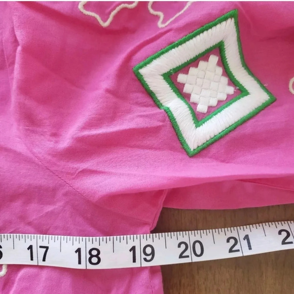 Frances Valentine Capri Embroidered Tunic Dress Pink Small Boho Cruisewear Beach - Picture 4 of 14